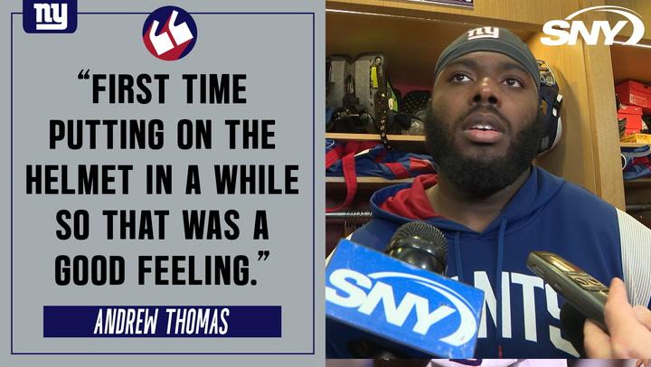 Andrew Thomas on returning to practice for the first time since Week 1 injury
