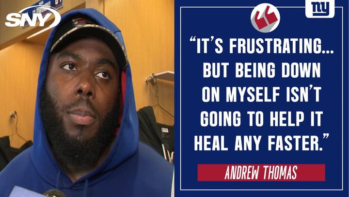Andrew Thomas on missing fifth straight game with hamstring injury: 'I'm doing everything I can to get back'