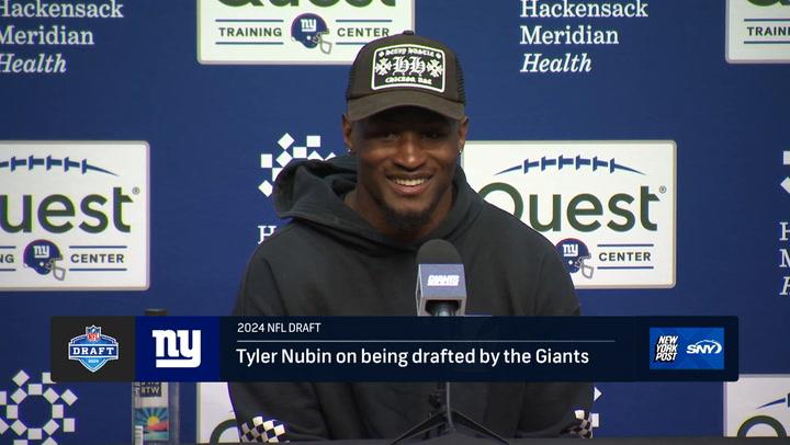 Tyler Nubin talks after he gets drafted by the Giants