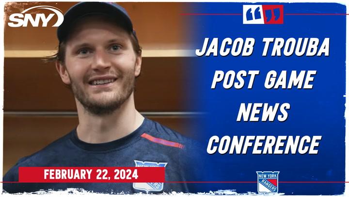 Jacob Trouba on Rangers ninth straight win vs NJ, play of Alexis Lafreniere