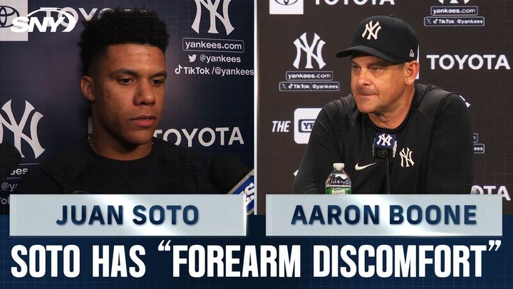 Yankees OF Juan Soto on leaving Thursday night's win over Twins with 'forearm discomfort'
