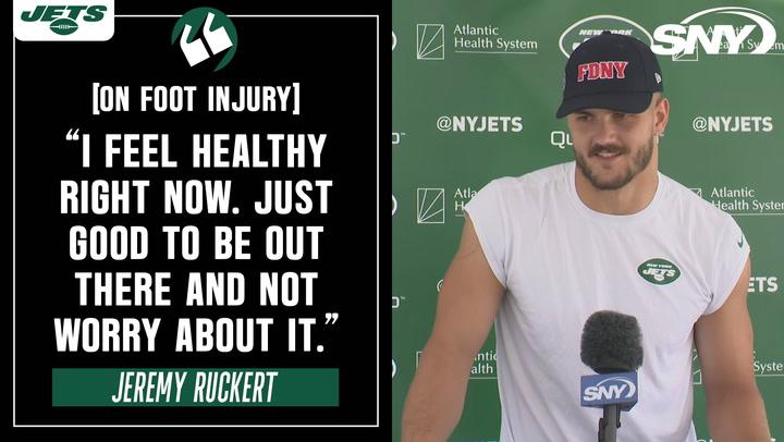 Jeremy Ruckert on coming back from foot injury, offseason training, Aaron Rodgers influence | Jets Camp