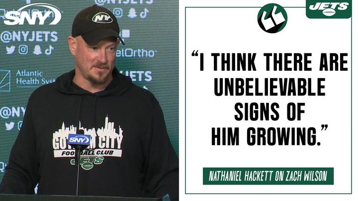 Jets offensive coordinator Nathaniel Hackett praises Zach Wilson, looks forward to Eagles matchup