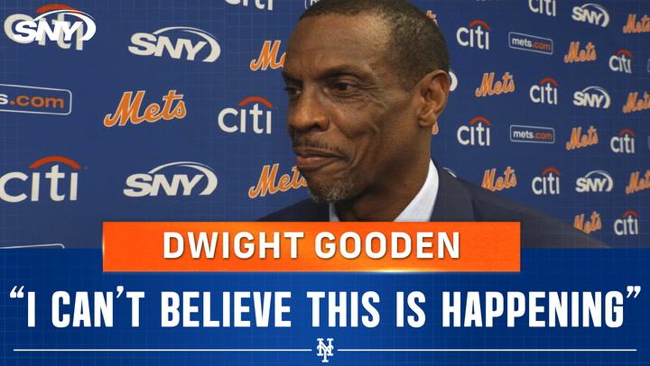 Dwight Gooden talks with Steve Gelbs in anticipation of his Mets jersey retirement ceremony