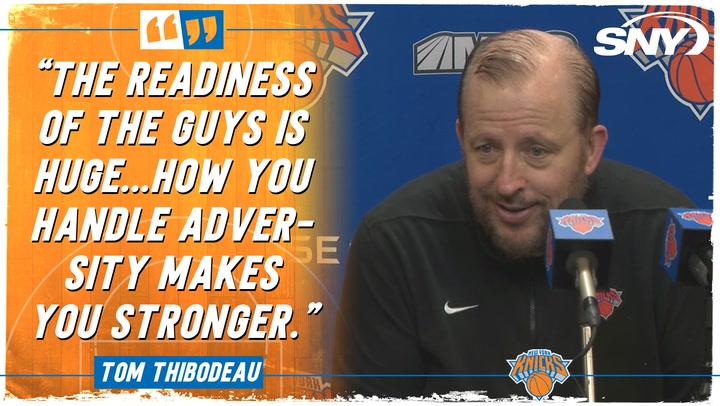 Knicks coach Tom Thibodeau comments after team's eighth straight win, beating Utah 118-103