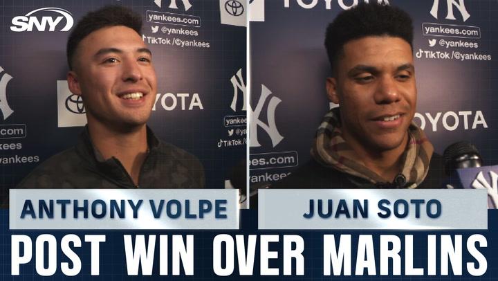 Juan Soto on his first home run in the Bronx this season, Anthony Volpe on his impressive defense at shortstop