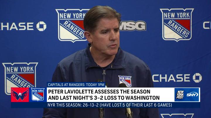 Peter Laviolette talks before Rangers-Capitals on Sunday