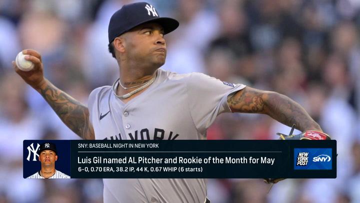 Luis Gil wins AL Pitcher and Rookie of the month for May 2024