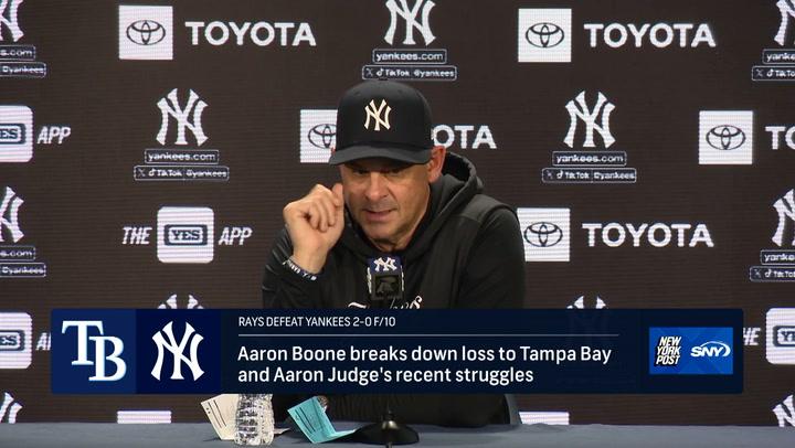 Aaron Boone talks after the Yankees loss to Tampa Bay