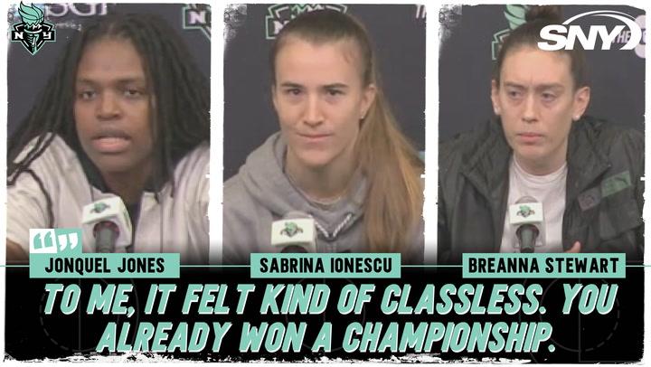 Jonquel Jones, Sabrina Ionescu, Breanna Stewart respond to Kelsey Plum's comments | Liberty
