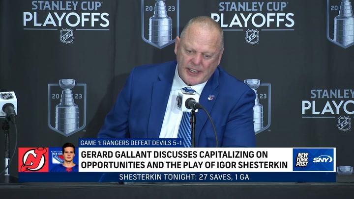 Rangers head coach Gerard Gallant talks about capitalizing on opportunities in their Game 1 win