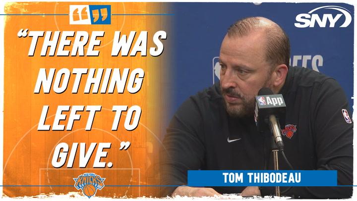 Tom Thibodeau reacts to disappointing end to Knicks' season, making the leap next season