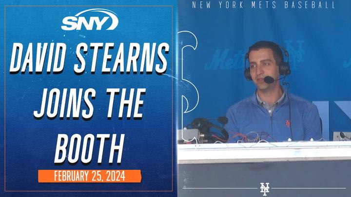 David Stearns joins Gary Cohen and Ron Darling in booth during Mets spring training game