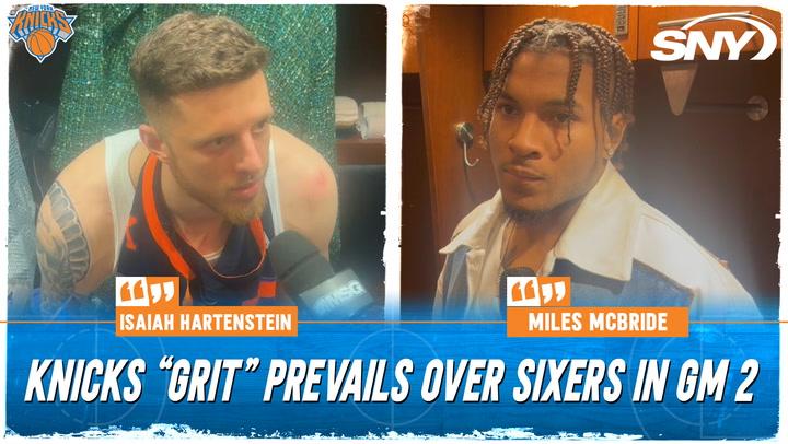 Miles McBride and Isaiah Hartenstein talk Knicks 'grit' after beating Sixers again